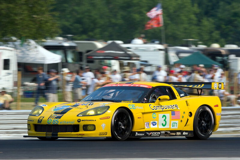 Yellow race car on track