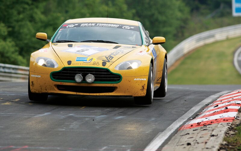 Yellow race car on track