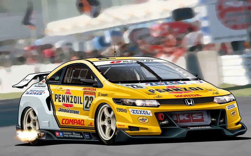 yellow race car on track