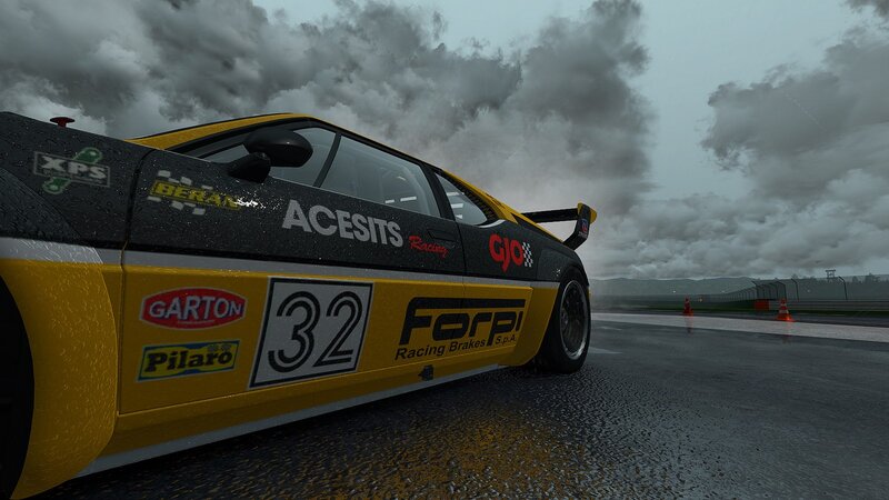 Yellow Race Car on Track — Black