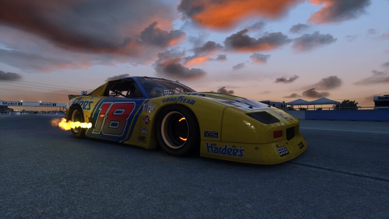 Yellow Race Car on Track — Dramatic, Sunset, 3d Render