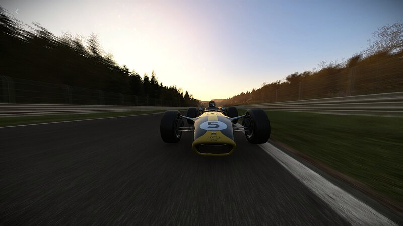 Yellow Race Car on Track — Dynamic, Sunset