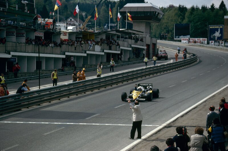 Yellow Race Car on Track — Gray