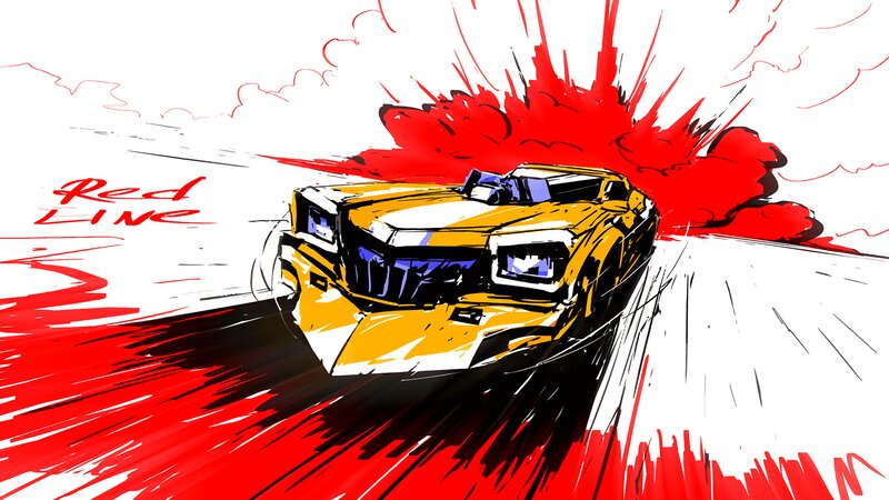 Yellow Race Car — Red