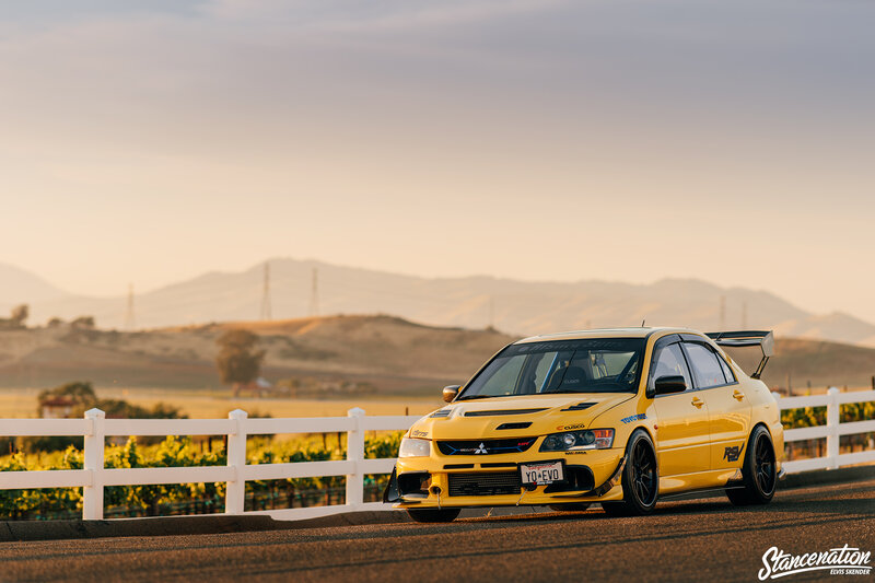 Yellow Race Car — Serene, Sunset