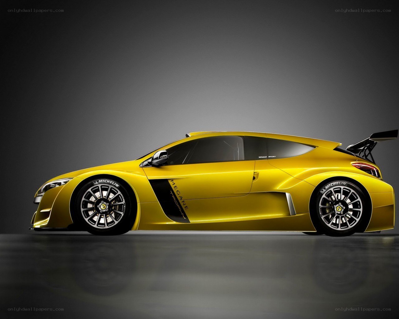 Yellow race car side profile
