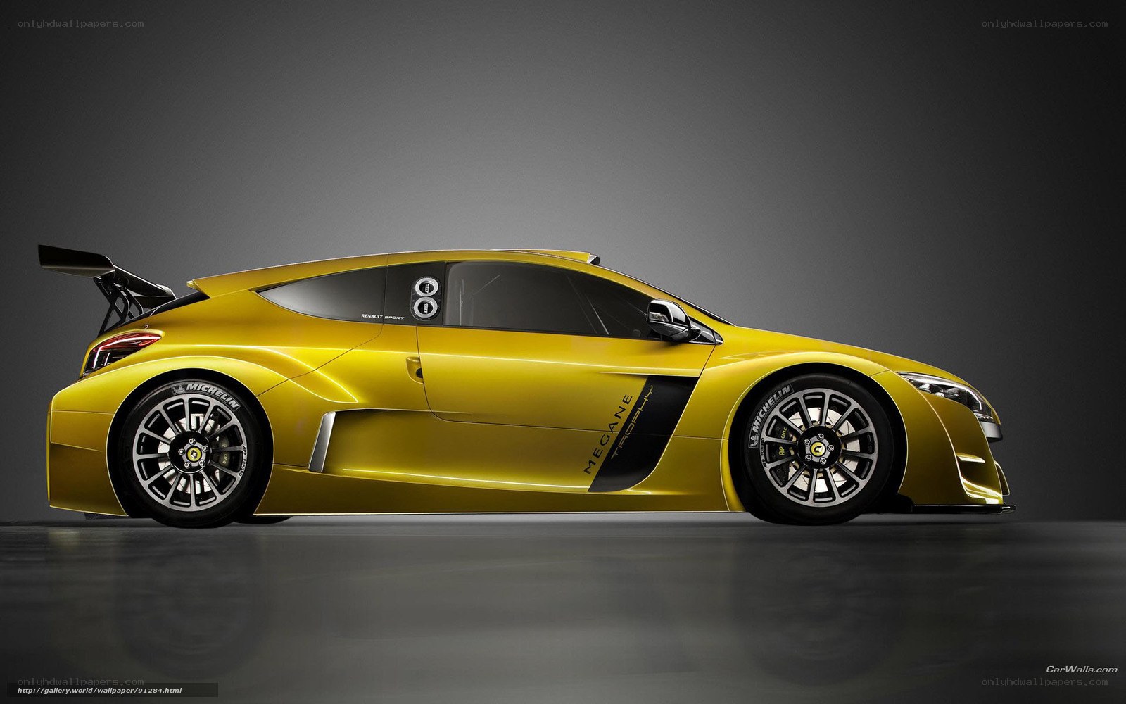 Yellow race car side profile