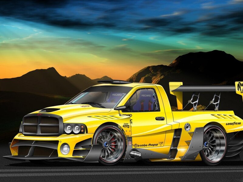 Yellow Race Truck — Dramatic