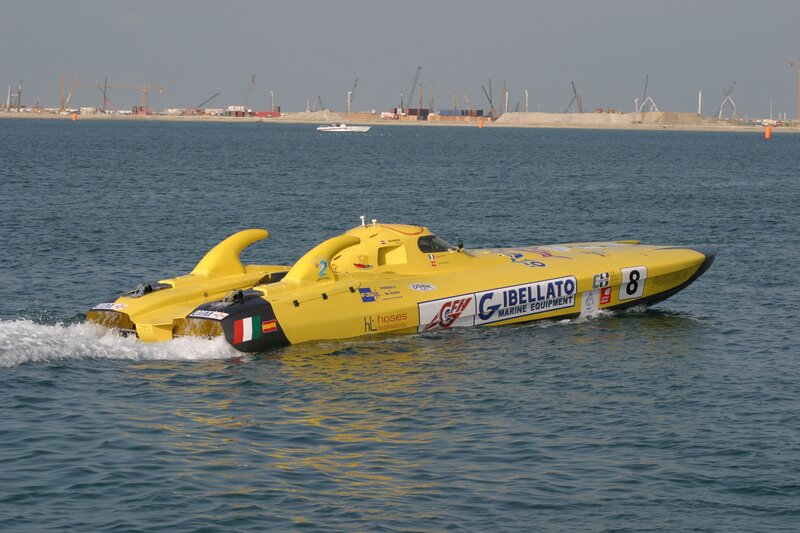 Yellow Racing Boat — Dynamic, Afternoon