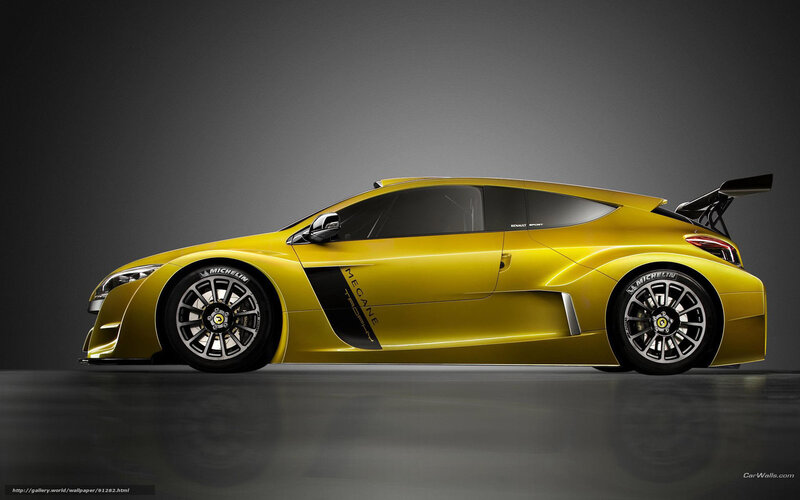 yellow racing car side view