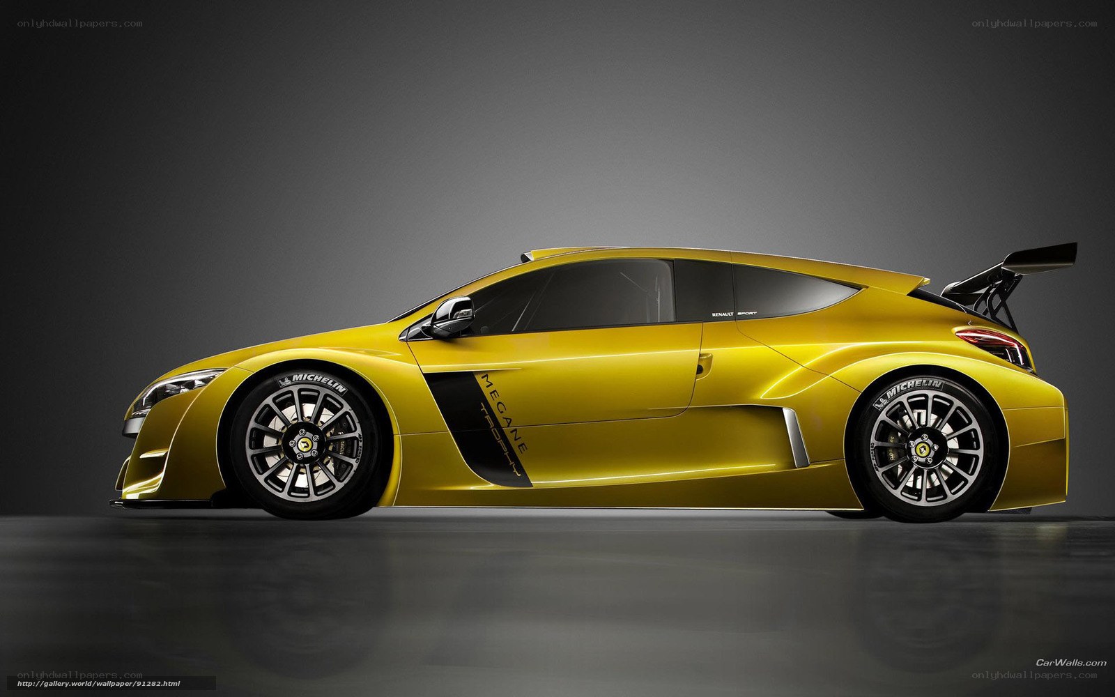 yellow racing car side view