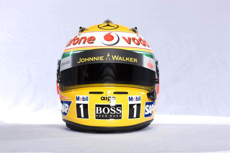 yellow racing helmet