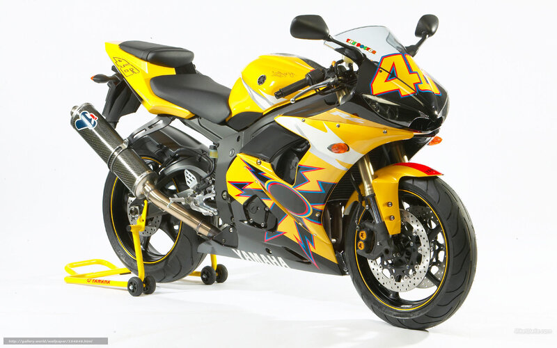Yellow Racing Motorcycle — Neutral, Photograph, Number 46, Yamaha Logo