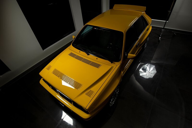 Yellow Rally Car — Dramatic, Photograph