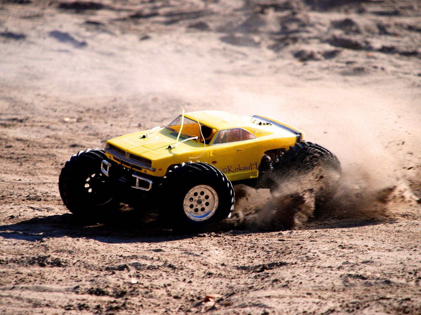 Yellow remote control monster truck