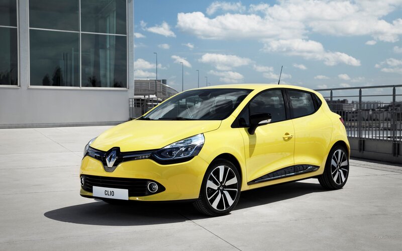 Yellow Renault Clio Car — Bright, Afternoon