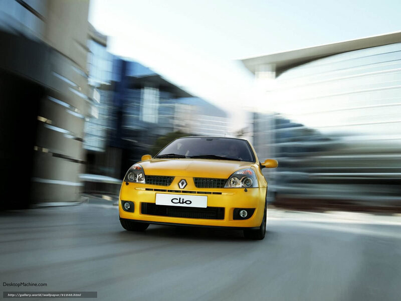 Yellow Renault Clio in motion