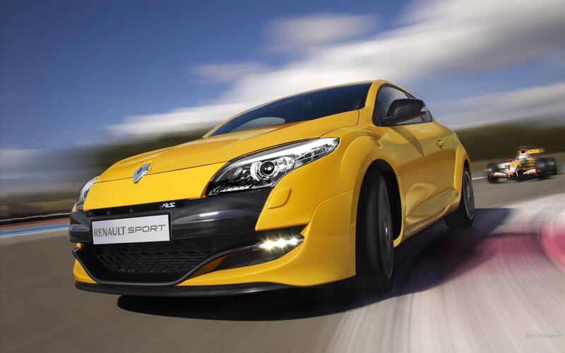 Yellow Renault Sport car on track