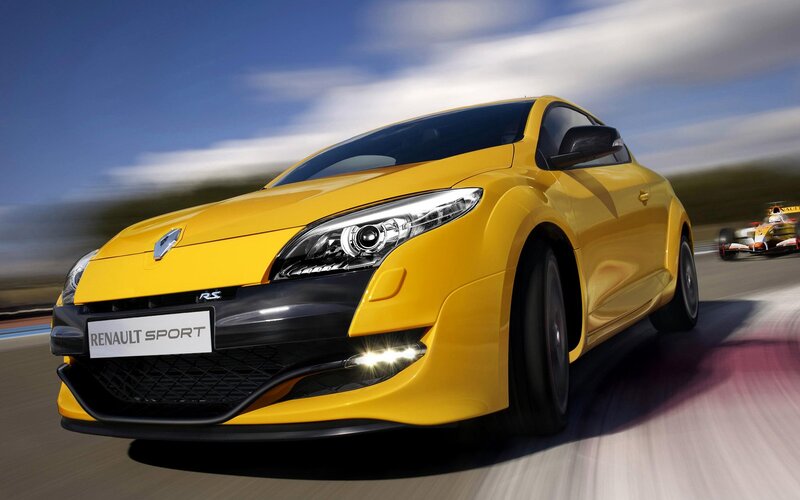 Yellow Renault Sport car on track