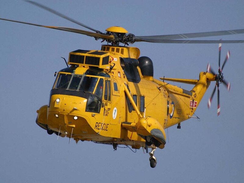 Yellow Rescue Helicopter — Calm, Afternoon