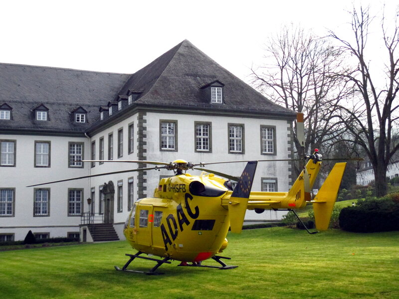 Yellow Rescue Helicopter — Calm, Autumn