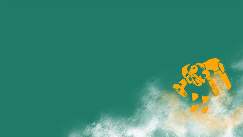 yellow robot on teal background