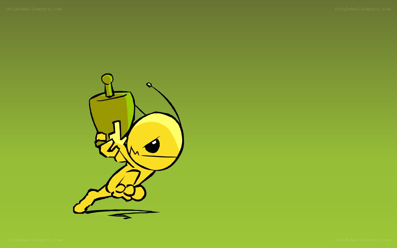 yellow robot running with trophy