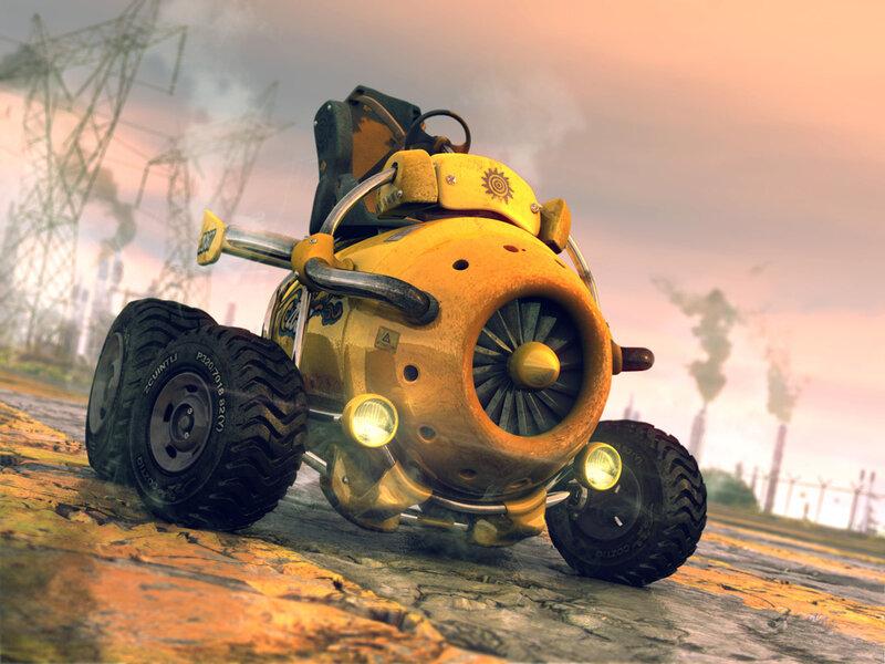 yellow robot vehicle