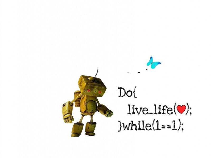 Yellow Robot with Butterfly