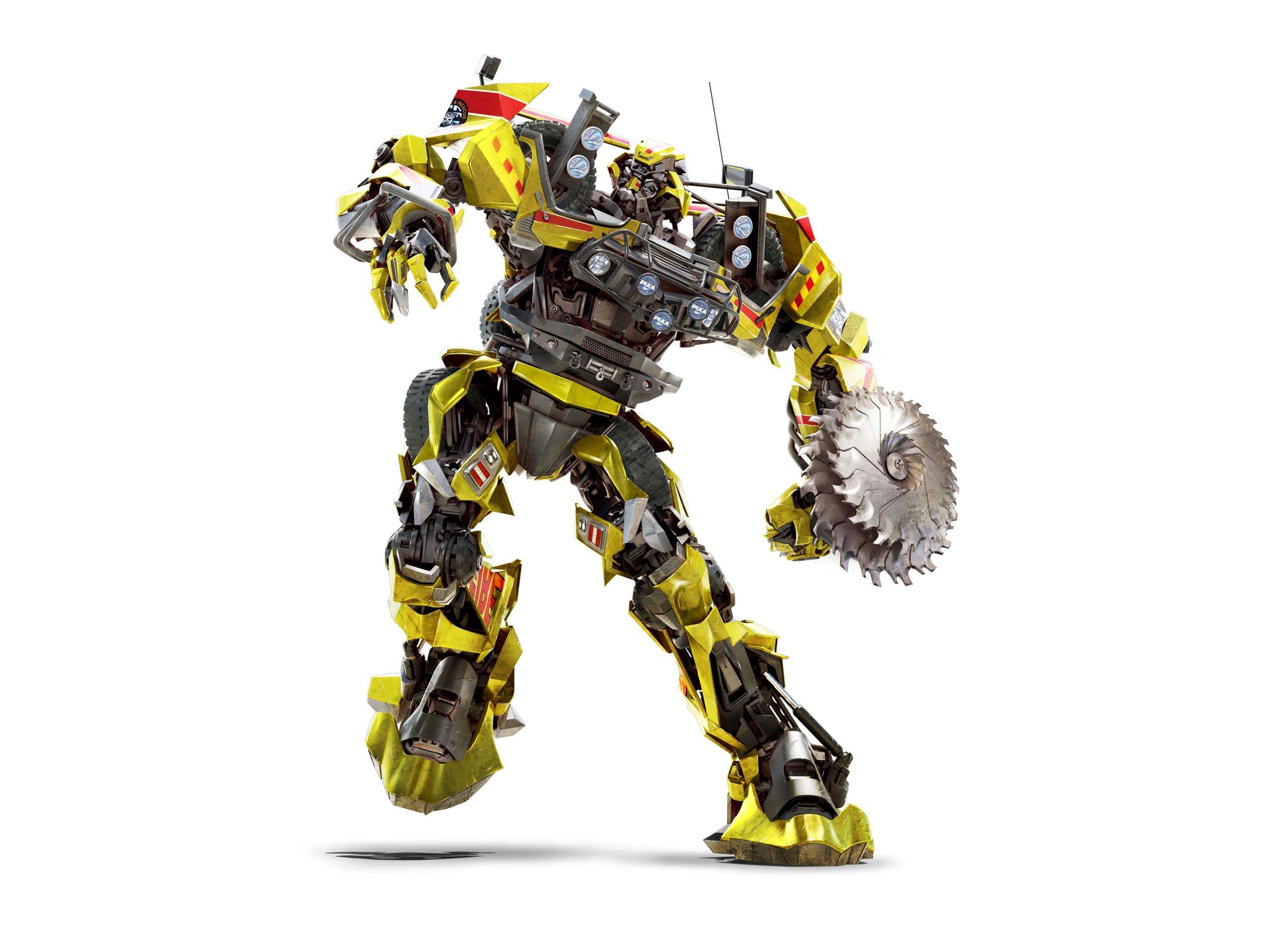 yellow robot with saw blade
