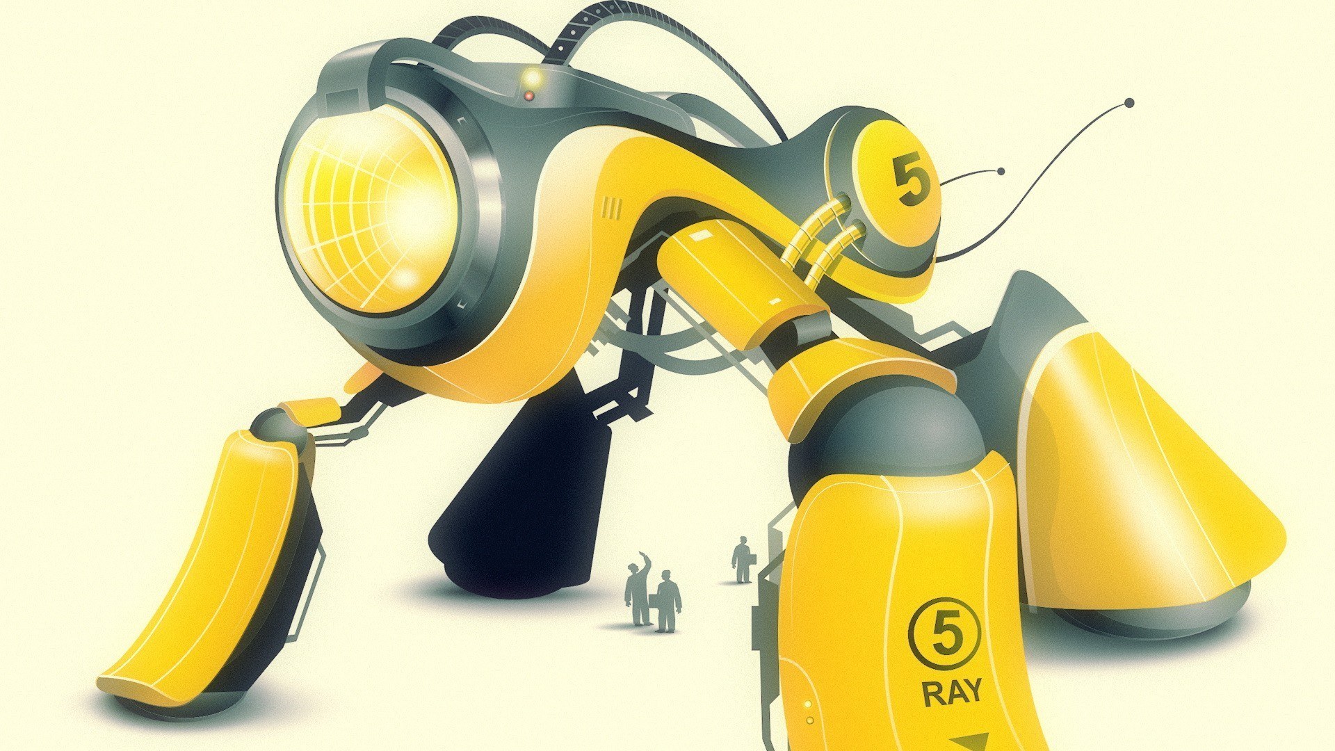 yellow robot with spotlight