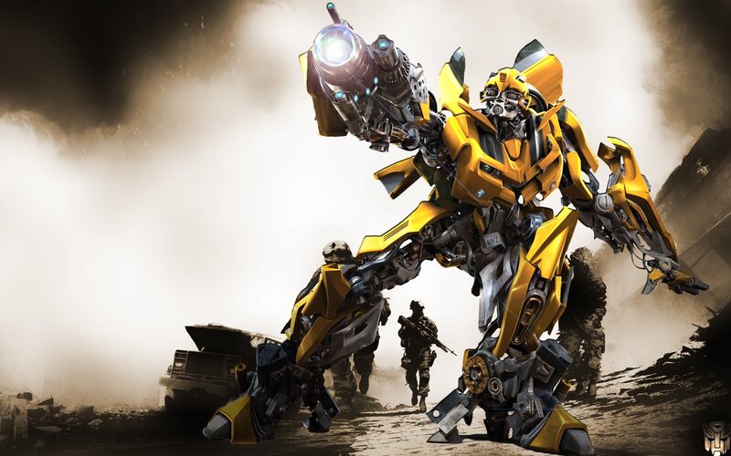 Yellow Robot with Weapon — Dramatic