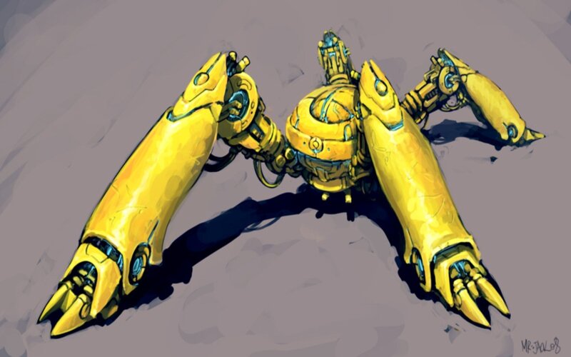 yellow robotic creature concept