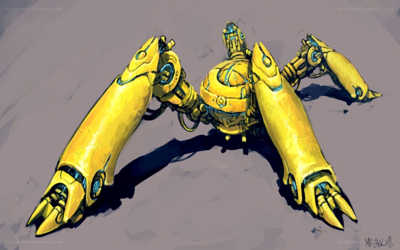 yellow robotic creature concept