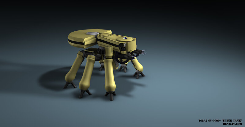 Yellow robotic tank model