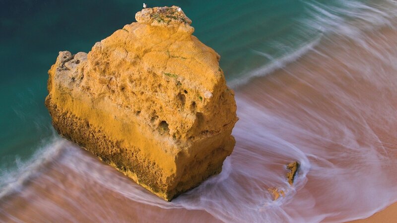 Yellow Rock on Beach