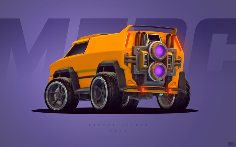 Yellow Rocket League Car — Futuristic, Digital Art