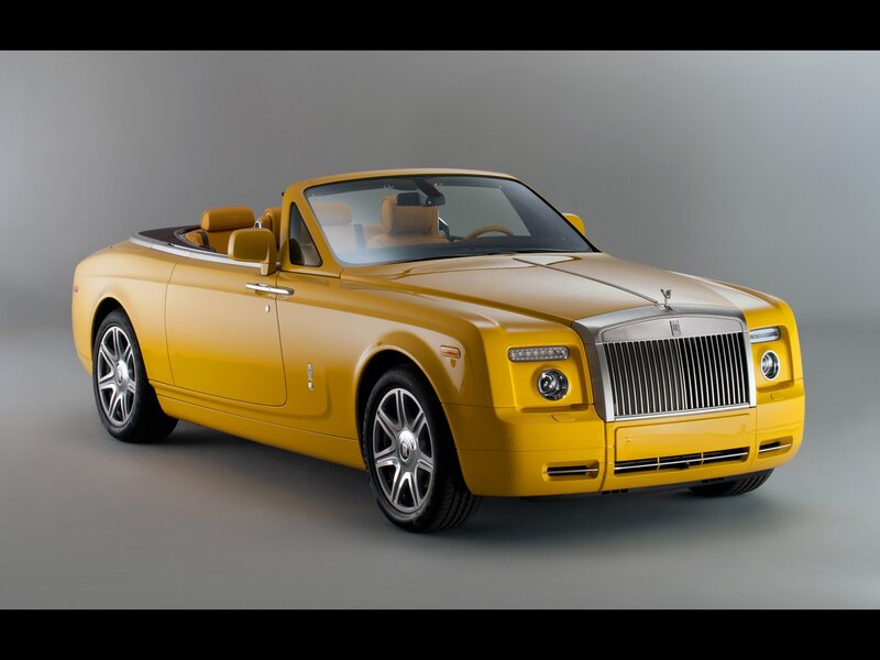 yellow rolls-royce convertible