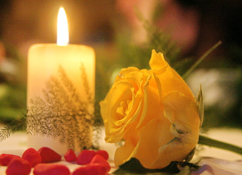 Yellow Rose and Candle — Romantic