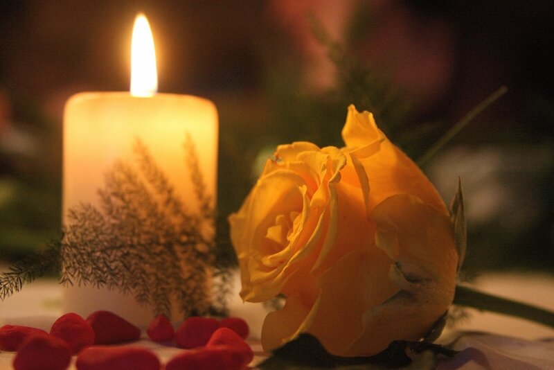 Yellow Rose and Candle