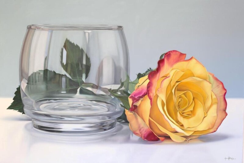 Yellow Rose and Glass