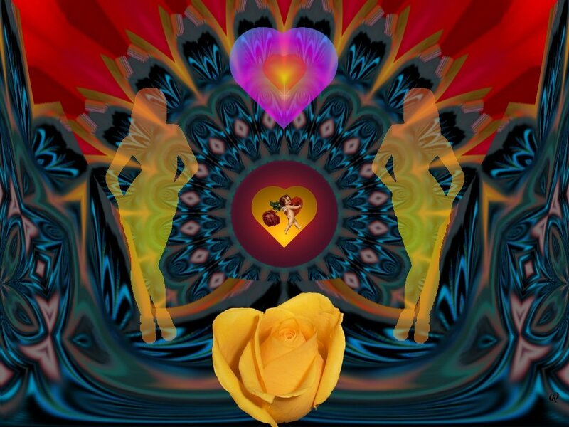 Yellow Rose and Heart — Blue