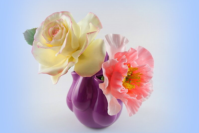 Yellow Rose and Pink Flower