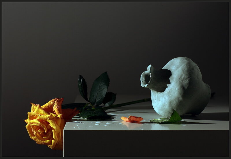 Yellow Rose and Sculpture