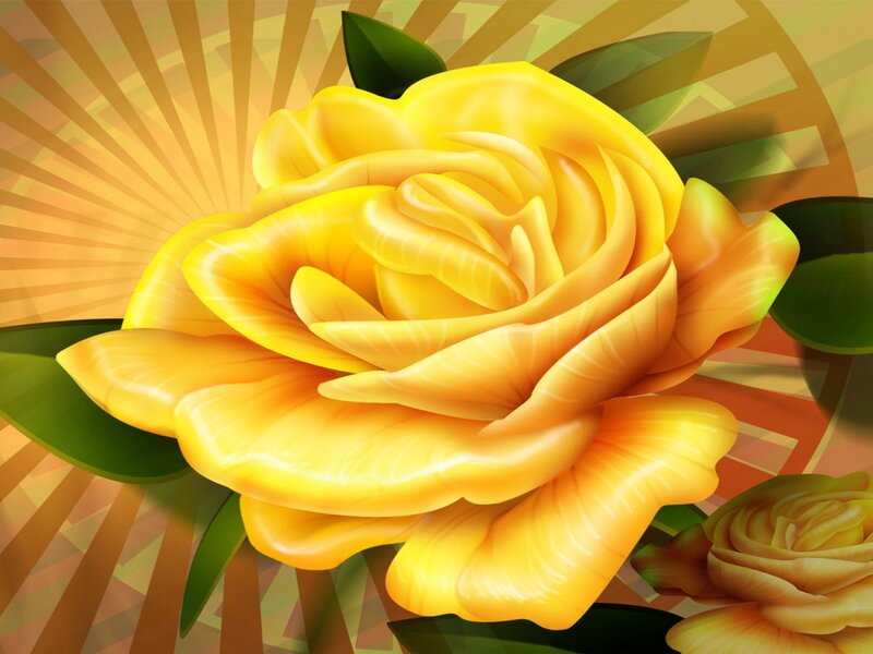 Yellow Rose Flower — Vibrant, Digital Art