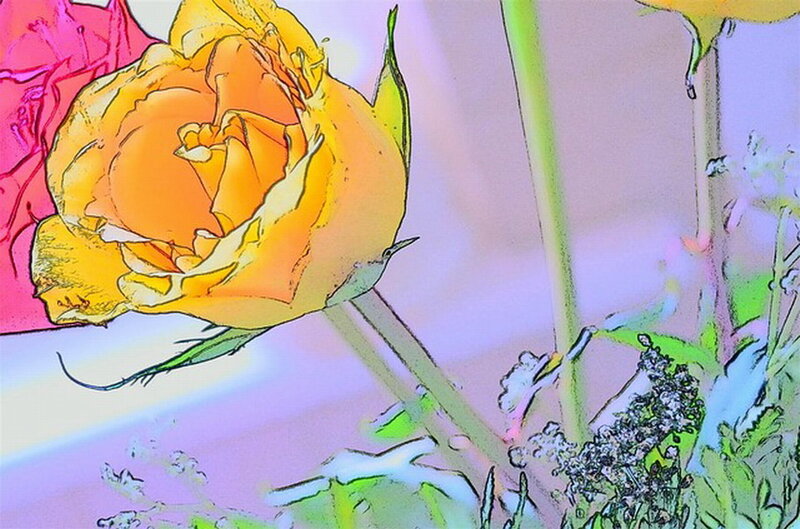 Yellow Rose in Bloom — Vibrant, Digital Art