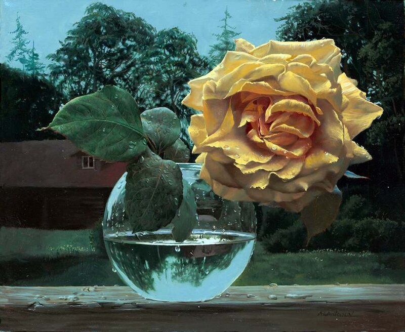 Yellow Rose in Vase — Serene, Afternoon