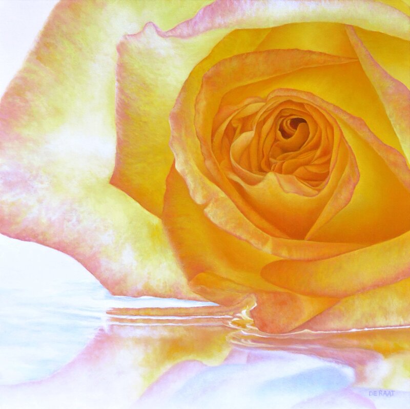 Yellow Rose in Water — Serene, Painting