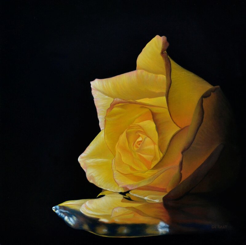 Yellow Rose on Black — Dramatic, Painting
