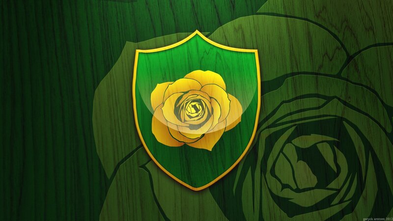 Yellow Rose on Shield — Green